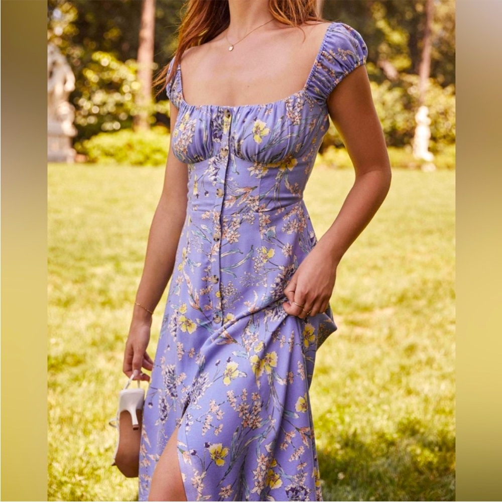 ASTR the label midi floral milkmaid dress